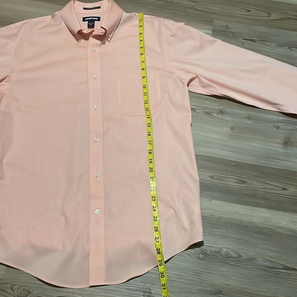 Lands’ End No Iron Supima Pinpoint Button down Dress Shirt 15 1 /2 - 34 Peach - Picture 6 of 11